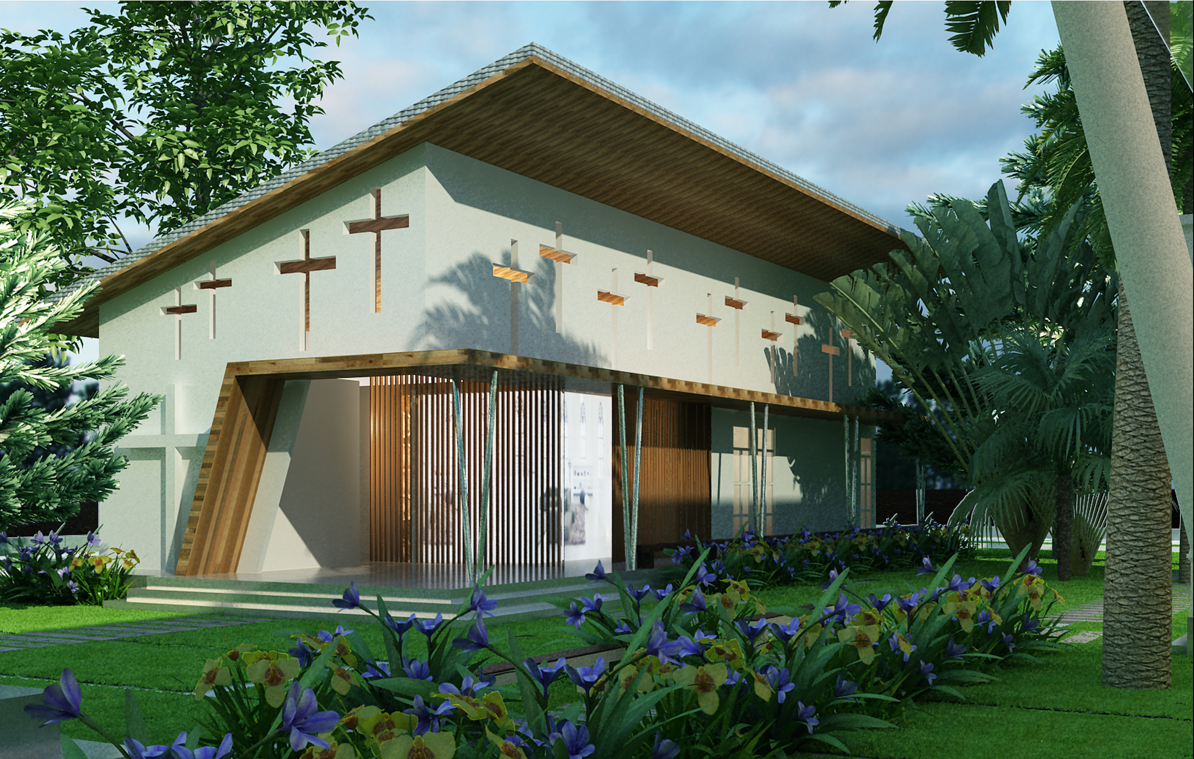 Nhà giáo lý công giáo 5x20m (kiến trúc, kết cấu, sketchup)